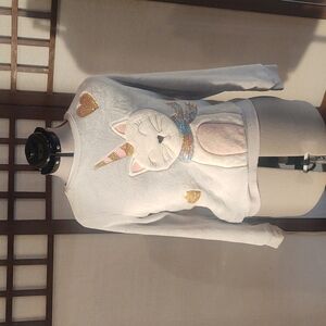 Wonder Nation Sequin Sparkly Cat with Unicorn Horn Soft Crew Neck Sz XL (14-16)